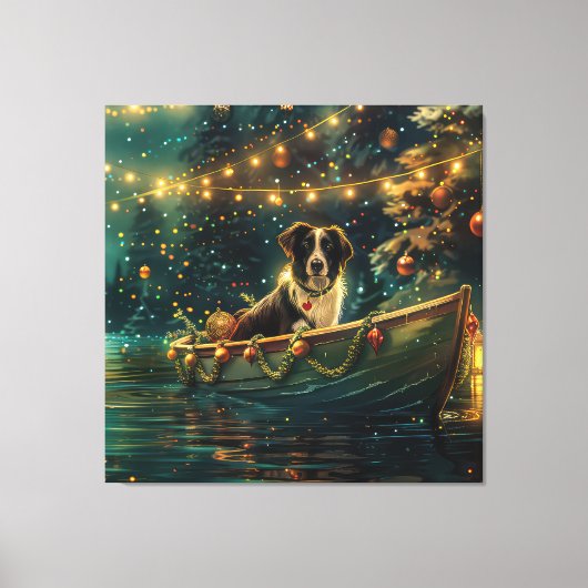 Border Collie Kerstmis Feestelijke Reis Canvas Afdruk (Voorkant)