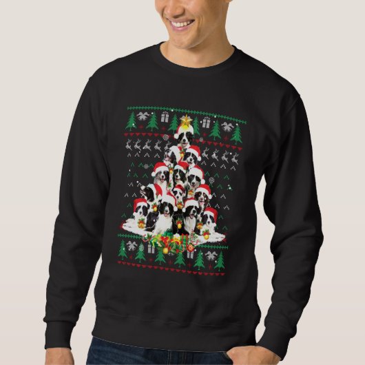 Border Collie Kerstmis Hondenliefhebber Ugly Sweat Trui (Voorkant)
