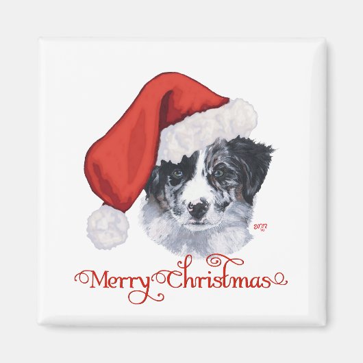 Border Collie Kerstmis Magneet (Voorkant)