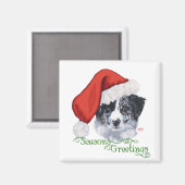 Border Collie Kerstmis Magneet (Voorkant / Achterkant)