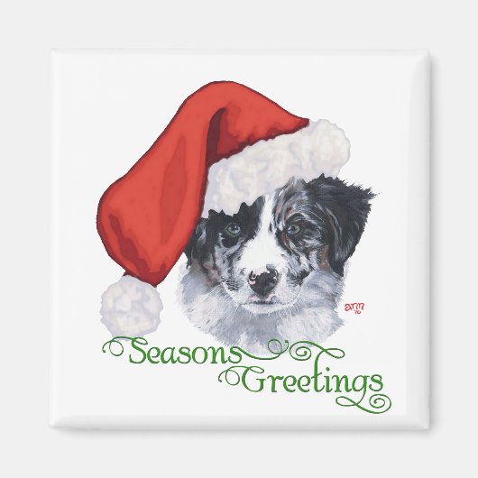Border Collie Kerstmis Magneet (Voorkant)