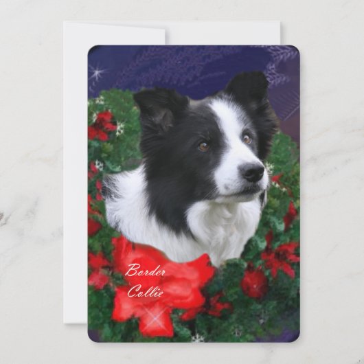 Border Collie Kerstmis Wreath Feestdagenkaart (Voorkant)
