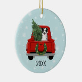 Border Collie Kerstrode truck Keramisch Ornament (Rechts)