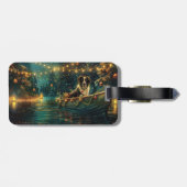 Border Collie kerstvakantie Bagagelabel (Achterkant horizontaal)