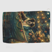 Border Collie kerstvakantie Golfhanddoek (Horizontaal)