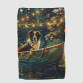Border Collie kerstvakantie Golfhanddoek (Voorkant)