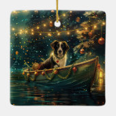 Border Collie kerstvakantie Keramisch Ornament (Achterkant)