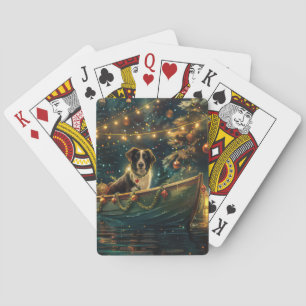 Border Collie kerstvakantie Pokerkaarten