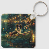 Border Collie kerstvakantie Sleutelhanger (Achterkant)