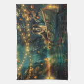 Border Collie kerstvakantie Theedoek (Verticaal)