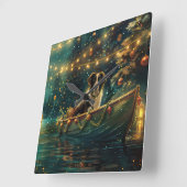 Border Collie kerstvakantie Vierkante Klok (Hoek)