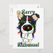 Border Collie Kerstverlichting Feestdagenkaart (Voorkant / Achterkant)