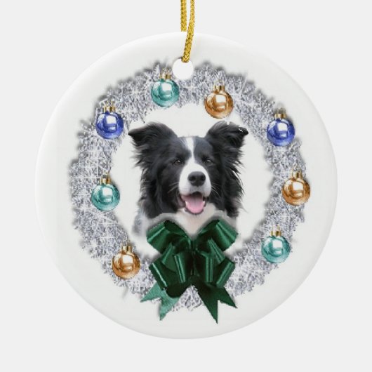 Border Collie kerstversiering Keramisch Ornament (Voorkant)