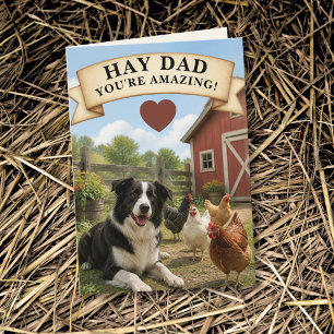 Border Collie Kippen Schuur Hooi Vader Vaderdag Kaart