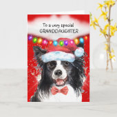 Border Collie kleindochter leuke kerstwensen Kaart (Gele Bloem)