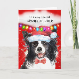 Border Collie kleindochter leuke kerstwensen Kaart
