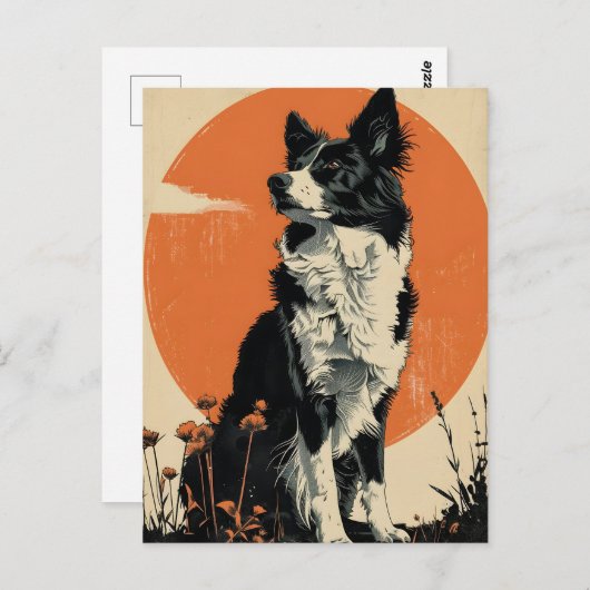 Border Collie kunst Briefkaart (Voorkant / Achterkant)