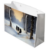 Border Collie Laat het sneeuwen Kerstmis Groot Cadeauzakje (Achterkant Gekanteld)