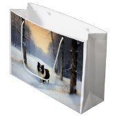 Border Collie Laat het sneeuwen Kerstmis Groot Cadeauzakje (Voorkant Gekanteld)