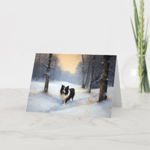 Border Collie Laat het sneeuwen Kerstmis Kaart