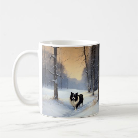 Border Collie Laat het sneeuwen Kerstmis Koffiemok (Links)