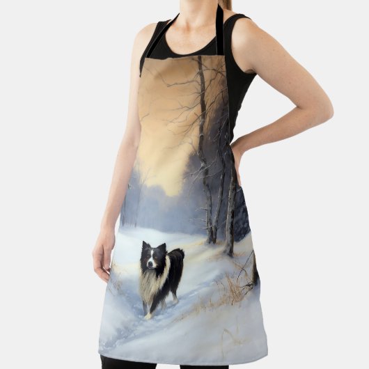 Border Collie Laat het Sneeuwen Kerstmis Schort (Insitu)