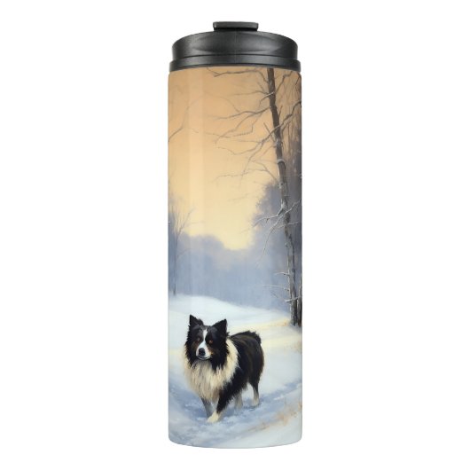 Border Collie Laat het sneeuwen Kerstmis Thermosbeker (Voorkant)
