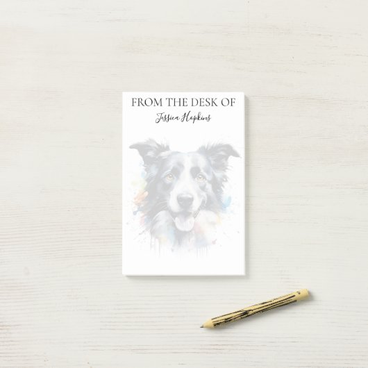 Border Collie Lover Monogrammed Dog Post-it® Notes (Op bureau)