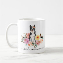 Border Collie Ma Floral Coffee Mok