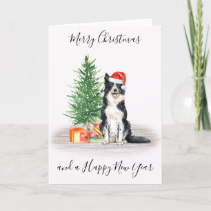Border Collie Merry kerstkerstkersthond Feestdagen Kaart