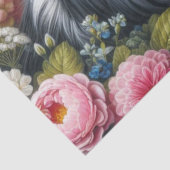 Border Collie met Bloemen Vloeipapier Tissuepapier (Detail)