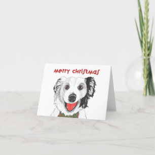 Border Collie met Bow Stropdas - Vrolijk kerstfees Feestdagen Kaart