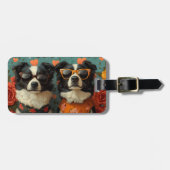 Border Collie met hart Rozen Valentijnsdag Bagagelabel (Voorkant horizontaal)