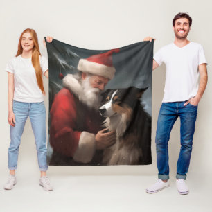 Border Collie met Sinterklaas Festive Kerstmis Fleece Deken