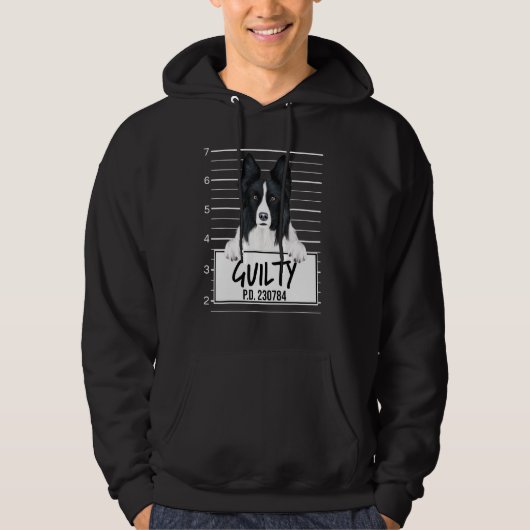 Border Collie Mugshot Schuldige Hond Hoodie (Voorkant)