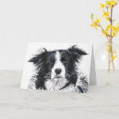 Border Collie Notecard Kaart (Gele Bloem)