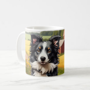 Border Collie op boerderij Koffiemok