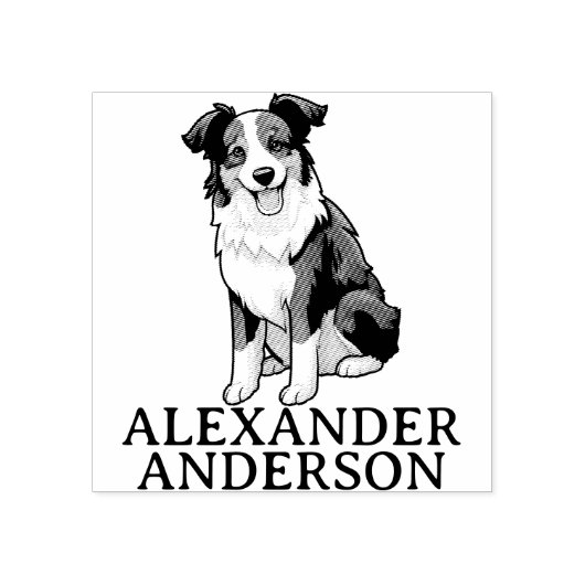 Border Collie personaliseren Rubberstempel (Afrduk)