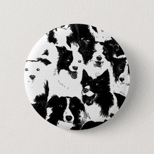 Border Collie Pin Ronde Button 5,7 Cm (Voorkant)