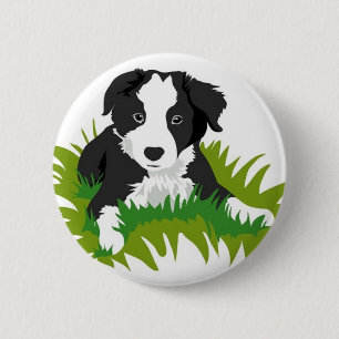Border Collie Pin Ronde Button 5,7 Cm