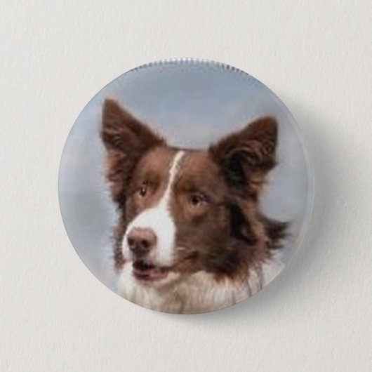Border Collie Pin Ronde Button 5,7 Cm (Voorkant)