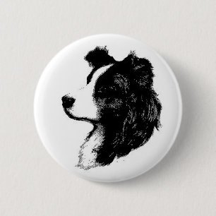 Border Collie Pin Ronde Button 5,7 Cm