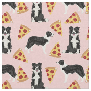 Border Collie pizza roze Stof