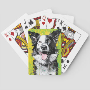 Border Collie Pop Art Energetisch & Graffiti Ontwe Pokerkaarten