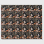Border Collie Pumpkins Halloween Eng Cadeaupapier (Vlak)