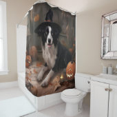 Border Collie Pumpkins Halloween Eng Douchegordijn (In situ)