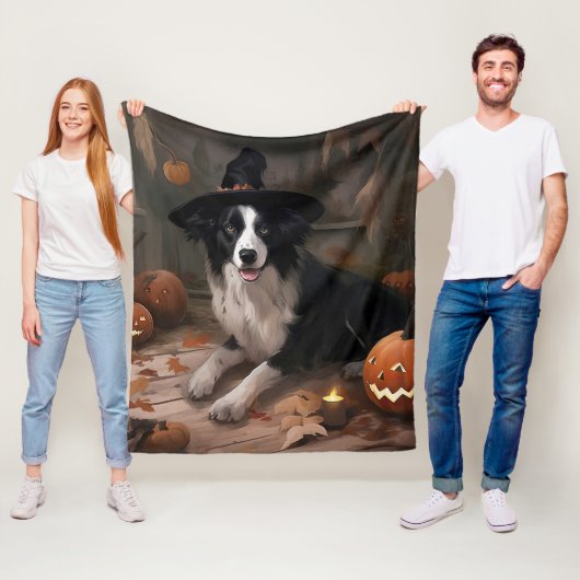 Border Collie Pumpkins Halloween Eng Fleece Deken (In situ)