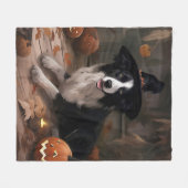 Border Collie Pumpkins Halloween Eng Fleece Deken (Voorkant (Horizontaal))