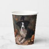 Border Collie Pumpkins Halloween Eng Papieren Bekers (Achterkant)