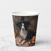 Border Collie Pumpkins Halloween Eng Papieren Bekers (Voorkant)
